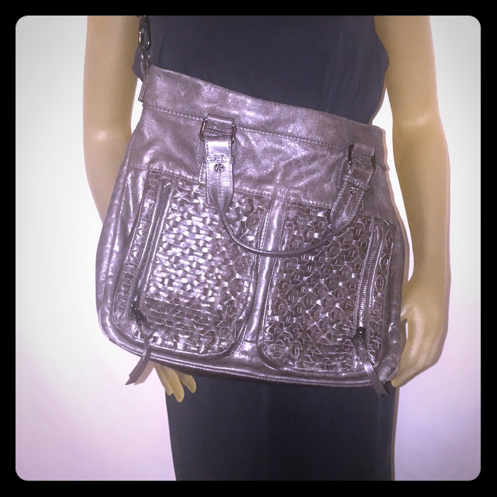Elliot Lucca leather basket weave hobo- available